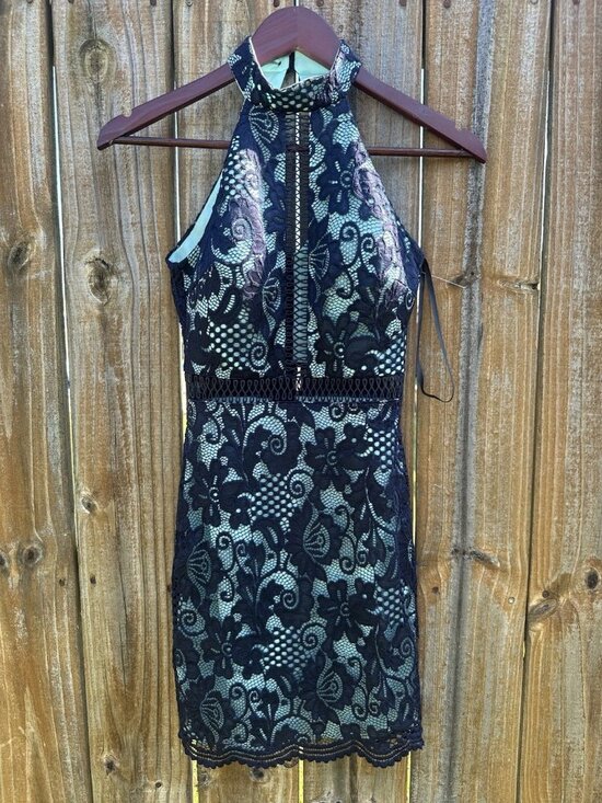 B. Darlin Dresses & Skirts - B. Darlin Halter Lace Dress Navy Women's